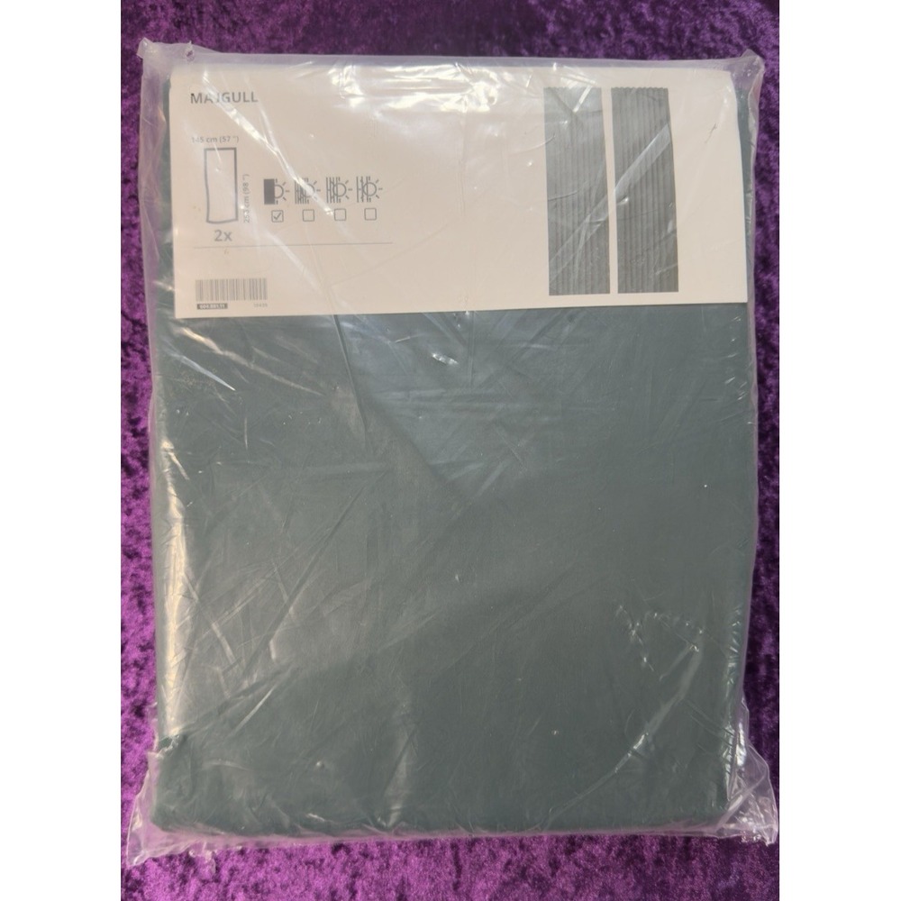 IKEA MAJGULL Curtains Dark Turquoise Blackout 1 Pair 57x98" 604.881.11
